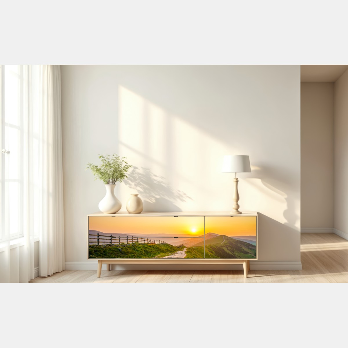 Naklejka repozycjonowalna słoneczny grzbiet górski o wschodzie słońca – Wallissimo® Naklejka repozycjonowalna słoneczny grzbiet górski o wschodzie słońca – Wallissimo®