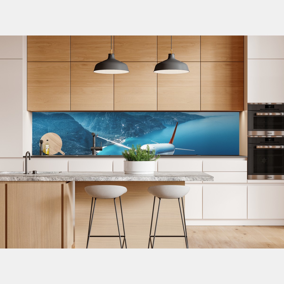 Naklejka repozycjonowalna lot nad wybrzeżem i turkusowym morzem – Wallissimo® Naklejka repozycjonowalna lot nad wybrzeżem i turkusowym morzem – Wallissimo®