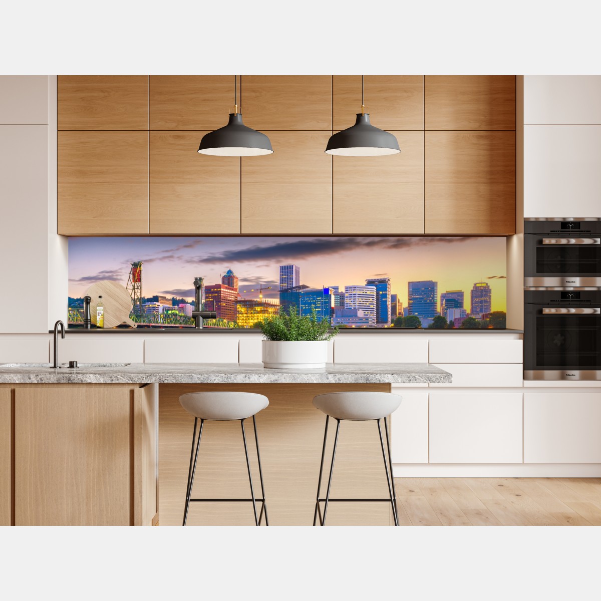 Naklejka repozycjonowalna Portland panorama miasta o zmierzchu nad rzeką Willamette – Wallissimo® Naklejka repozycjonowalna Portland panorama miasta o zmierzchu nad rzeką Willamette – Wallissimo®