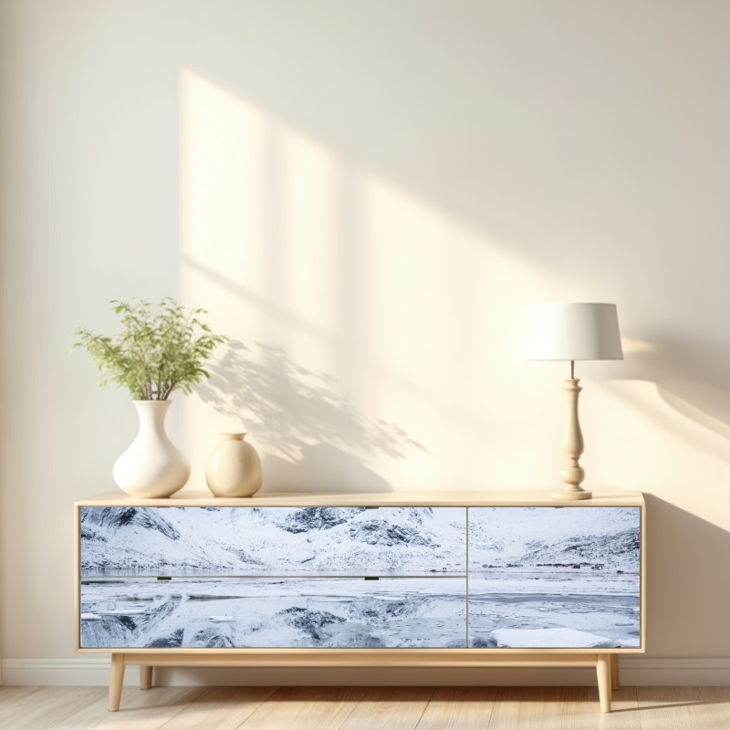 Naklejka repozycjonowalna śnieżne odbicie górskie w Norwegii – Wallissimo® Naklejka repozycjonowalna śnieżne odbicie górskie w Norwegii – Wallissimo®