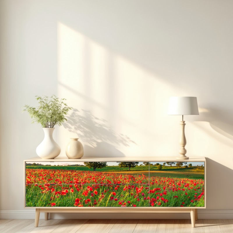 Naklejka repozycjonowalna pole czerwonych maków koło Corbridge – Wallissimo® Naklejka repozycjonowalna pole czerwonych maków koło Corbridge – Wallissimo®