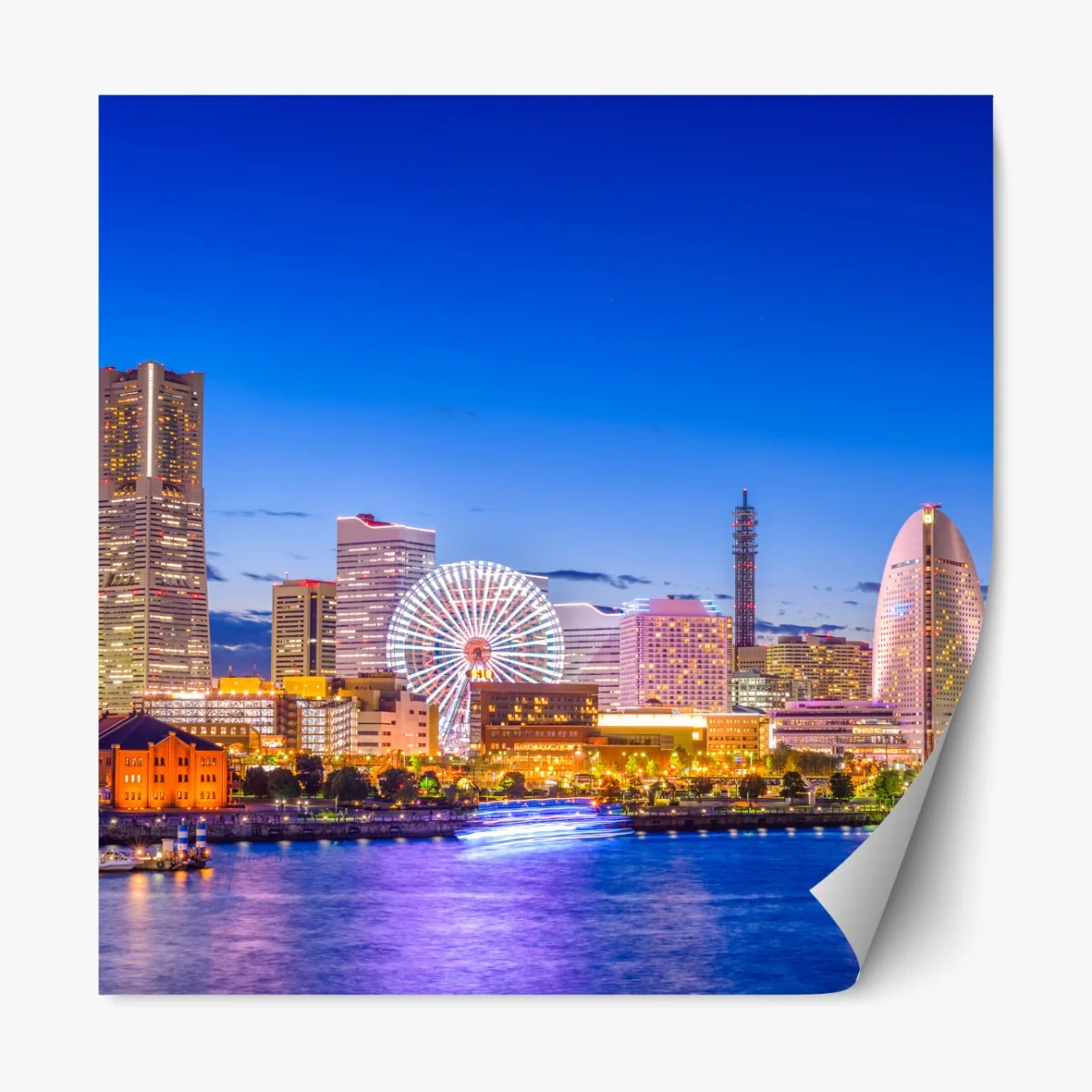 Naklejka repozycjonowalna Yokohama panorama miasta o zmierzchu – Wallissimo® Naklejka repozycjonowalna Yokohama panorama miasta o zmierzchu – Wallissimo®