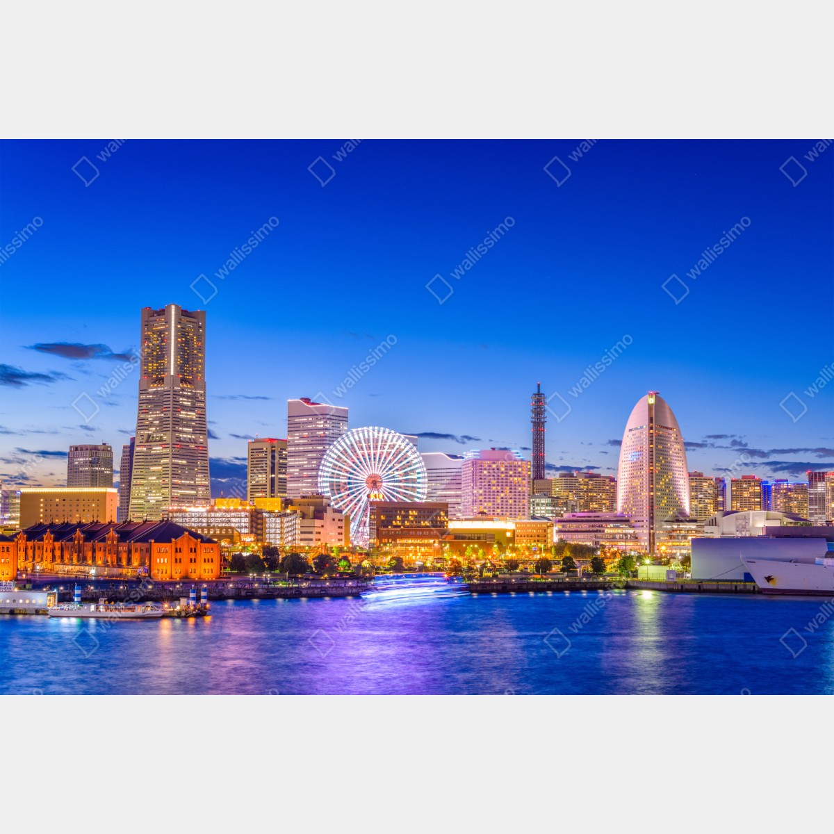 Naklejka repozycjonowalna Yokohama panorama miasta o zmierzchu – Wallissimo® Naklejka repozycjonowalna Yokohama panorama miasta o zmierzchu – Wallissimo®