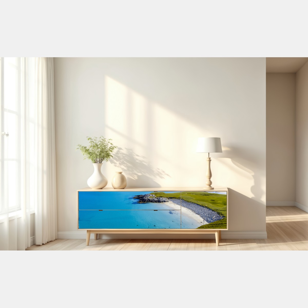 Naklejka repozycjonowalna spokojna turkusowa plaża – Wallissimo® Naklejka repozycjonowalna spokojna turkusowa plaża – Wallissimo®