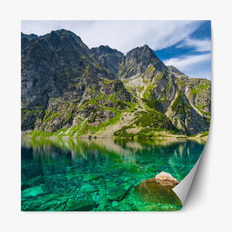 Naklejka repozycjonowalna spokojne alpejskie jezioro pod szczytem Wetterhorn, Szwajcaria – Wallissimo®