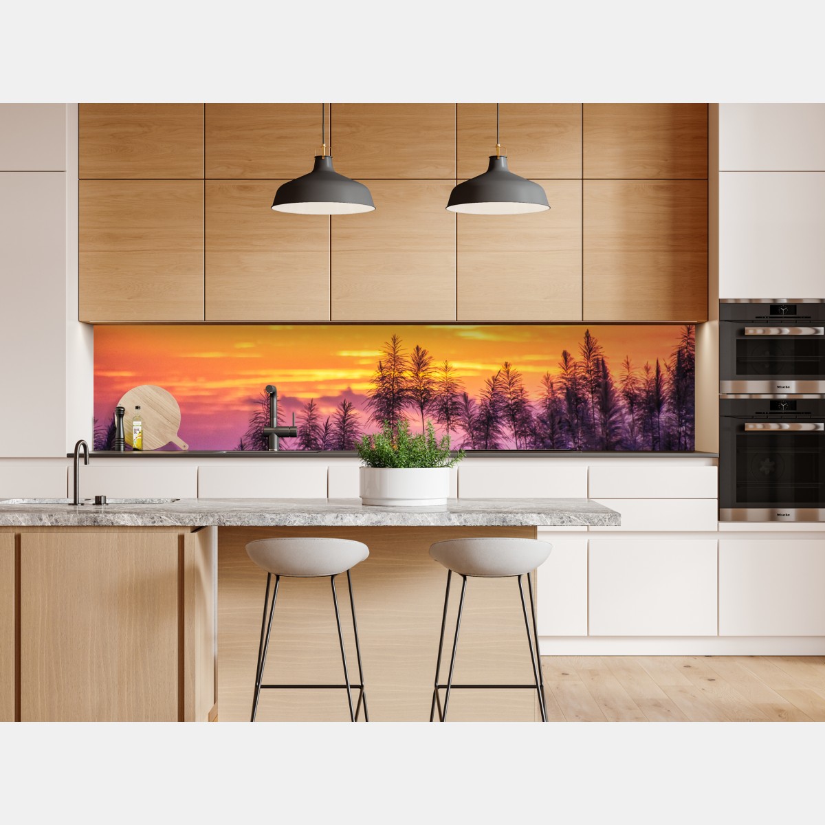 Naklejka repozycjonowalna złoty zachód słońca nad trawami – Wallissimo® Naklejka repozycjonowalna złoty zachód słońca nad trawami – Wallissimo®