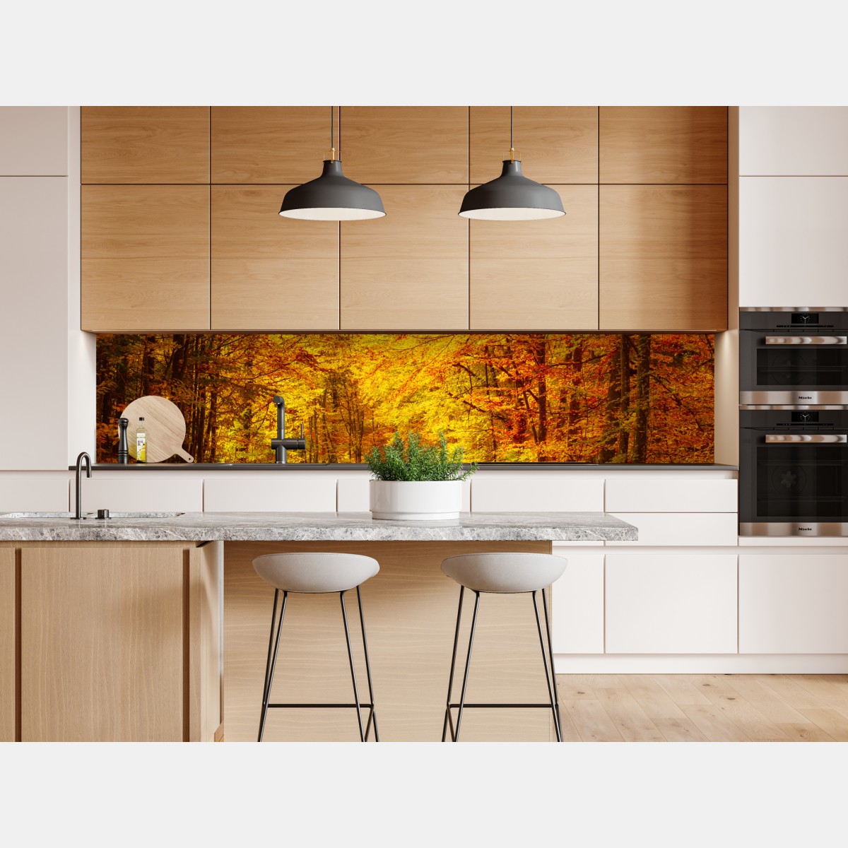 Naklejka repozycjonowalna złota jesienna ścieżka w lesie – Wallissimo® Naklejka repozycjonowalna złota jesienna ścieżka w lesie – Wallissimo®