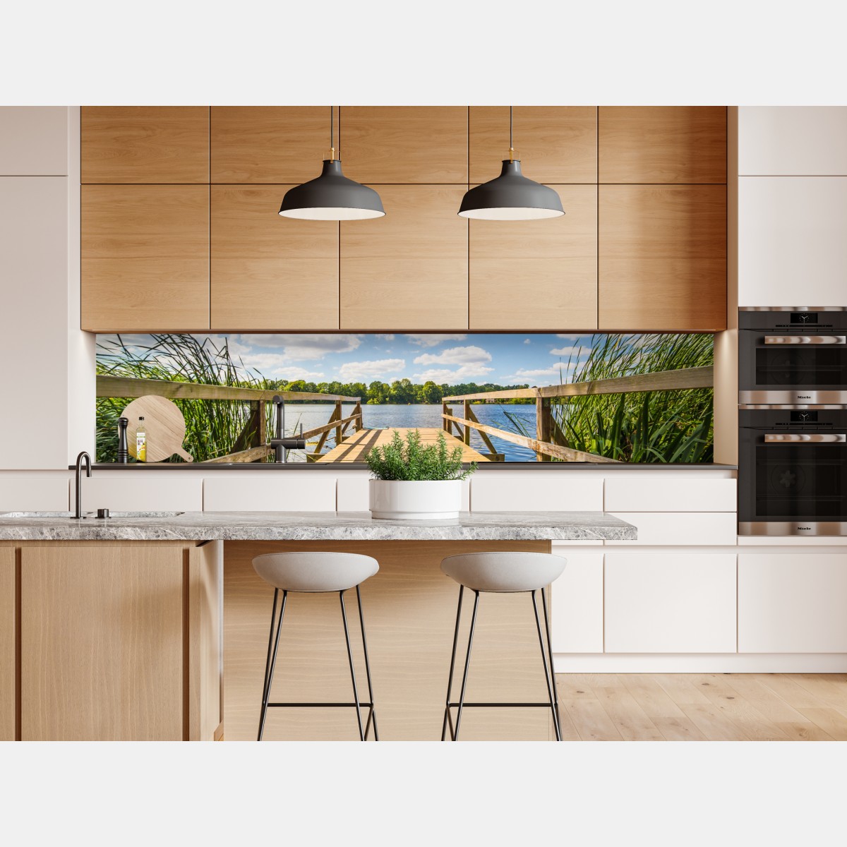 Naklejka repozycjonowalna słoneczny pomost nad jeziorem – Wallissimo® Naklejka repozycjonowalna słoneczny pomost nad jeziorem – Wallissimo®