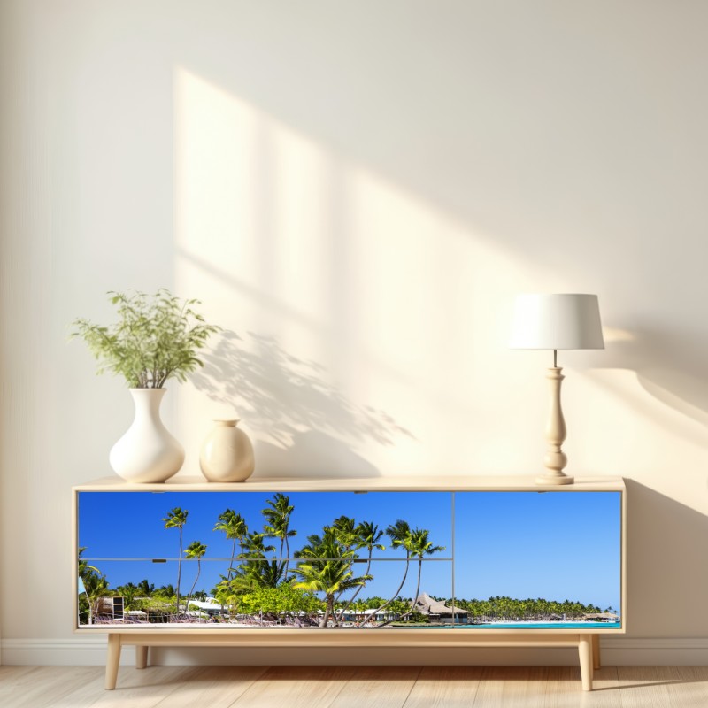 Naklejka repozycjonowalna tropikalna plaża w Cap Cana – Wallissimo® Naklejka repozycjonowalna tropikalna plaża w Cap Cana – Wallissimo®