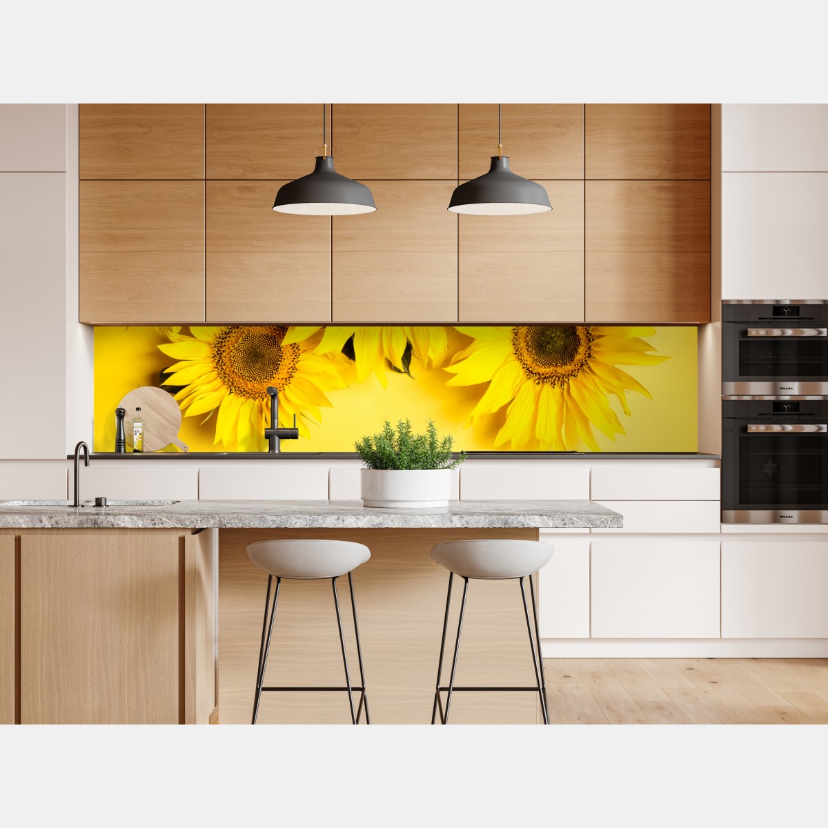 Naklejka repozycjonowalna jasny bukiet słoneczników na żółtym tle – Wallissimo® Naklejka repozycjonowalna jasny bukiet słoneczników na żółtym tle – Wallissimo®