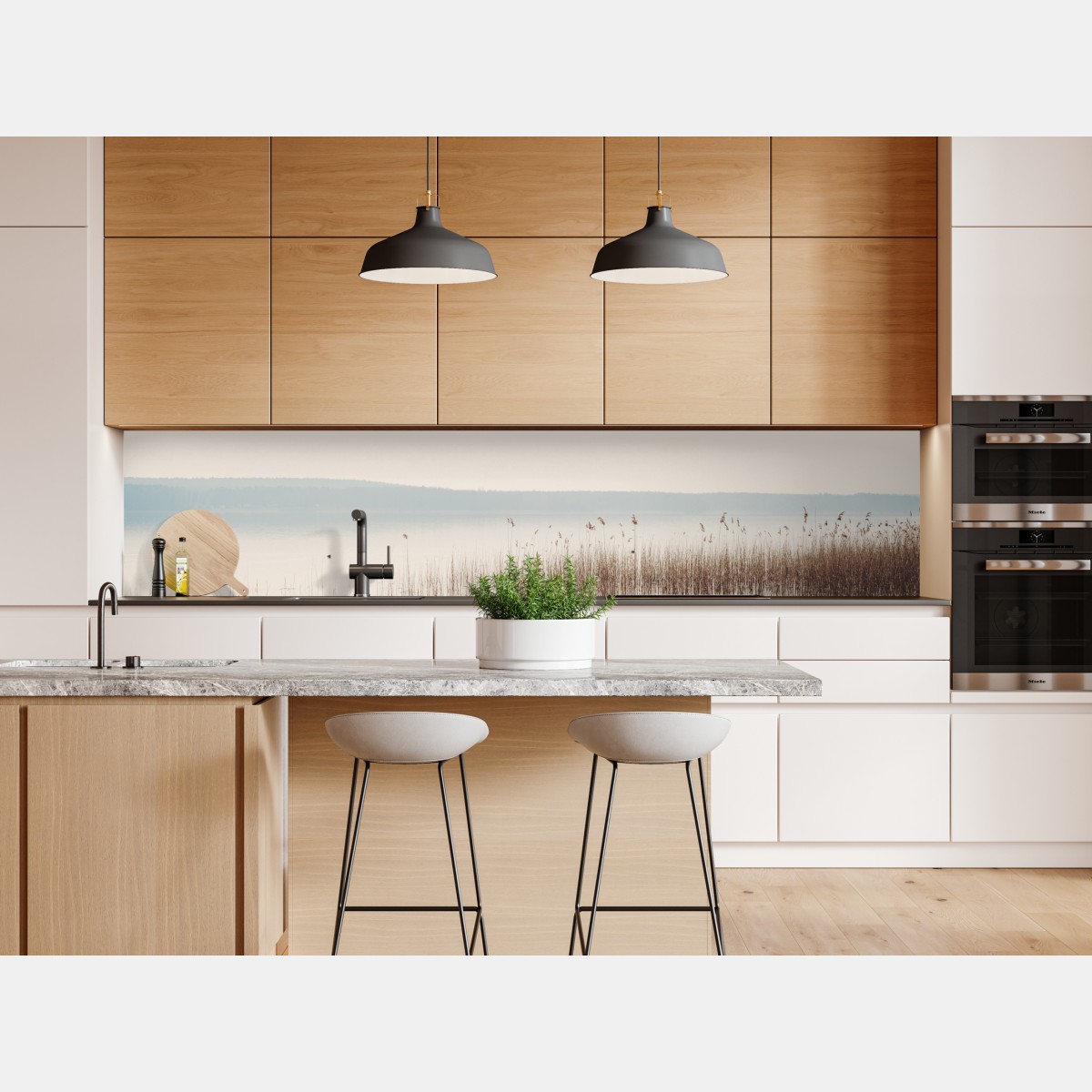 Naklejka repozycjonowalna spokojne trzcinowisko nad jeziorem – Wallissimo® Naklejka repozycjonowalna spokojne trzcinowisko nad jeziorem – Wallissimo®