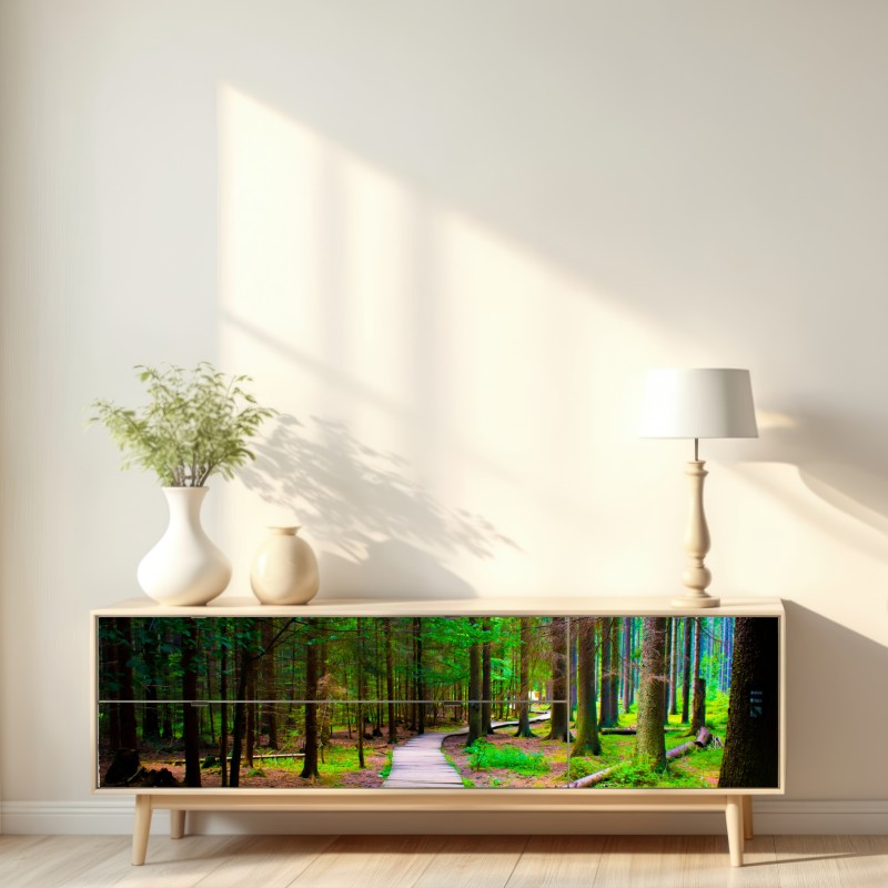 Naklejka repozycjonowalna spokojna leśna kładka – Wallissimo®