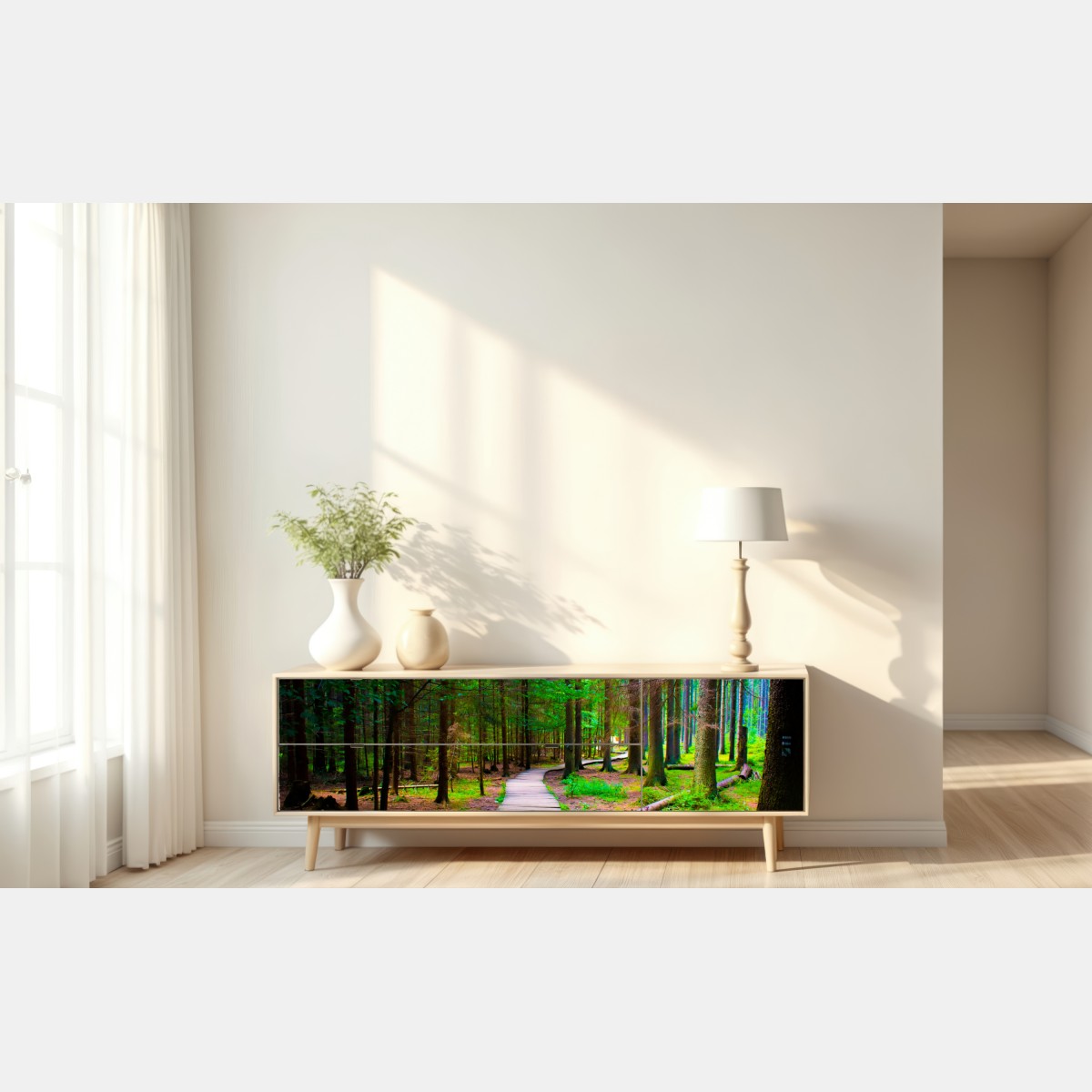 Naklejka repozycjonowalna spokojna leśna kładka – Wallissimo®