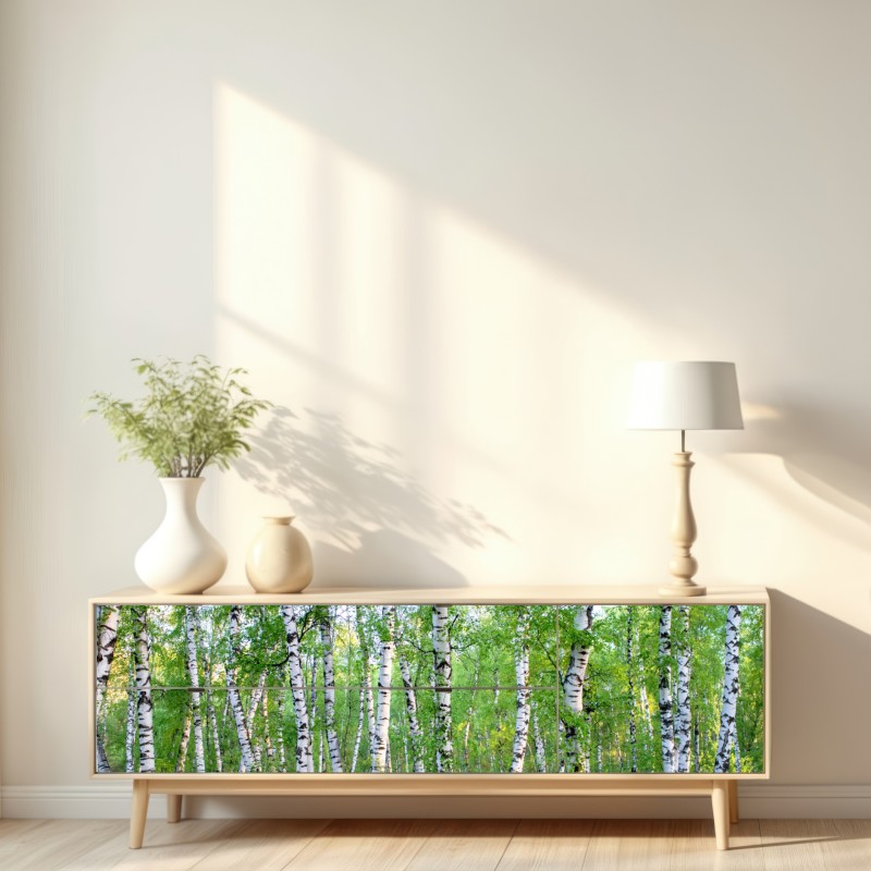 Naklejka repozycjonowalna spokojny brzozowy gaj latem – Wallissimo® Naklejka repozycjonowalna spokojny brzozowy gaj latem – Wallissimo®