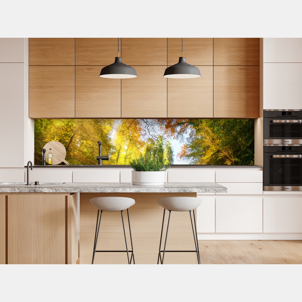 Naklejka repozycjonowalna złota jesienna ścieżka przez las – Wallissimo® Naklejka repozycjonowalna złota jesienna ścieżka przez las – Wallissimo®