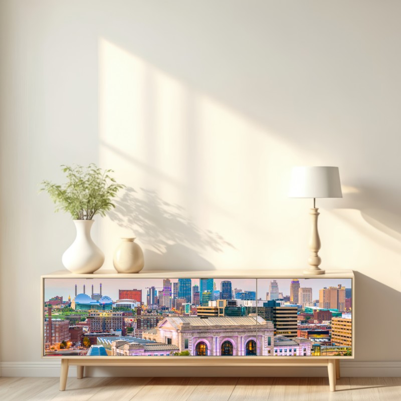 Naklejka repozycjonowalna Kansas City panorama o zmierzchu – Wallissimo® Naklejka repozycjonowalna Kansas City panorama o zmierzchu – Wallissimo®