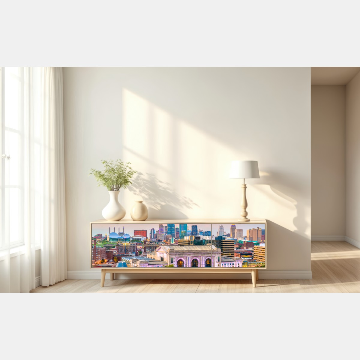 Naklejka repozycjonowalna Kansas City panorama o zmierzchu – Wallissimo® Naklejka repozycjonowalna Kansas City panorama o zmierzchu – Wallissimo®