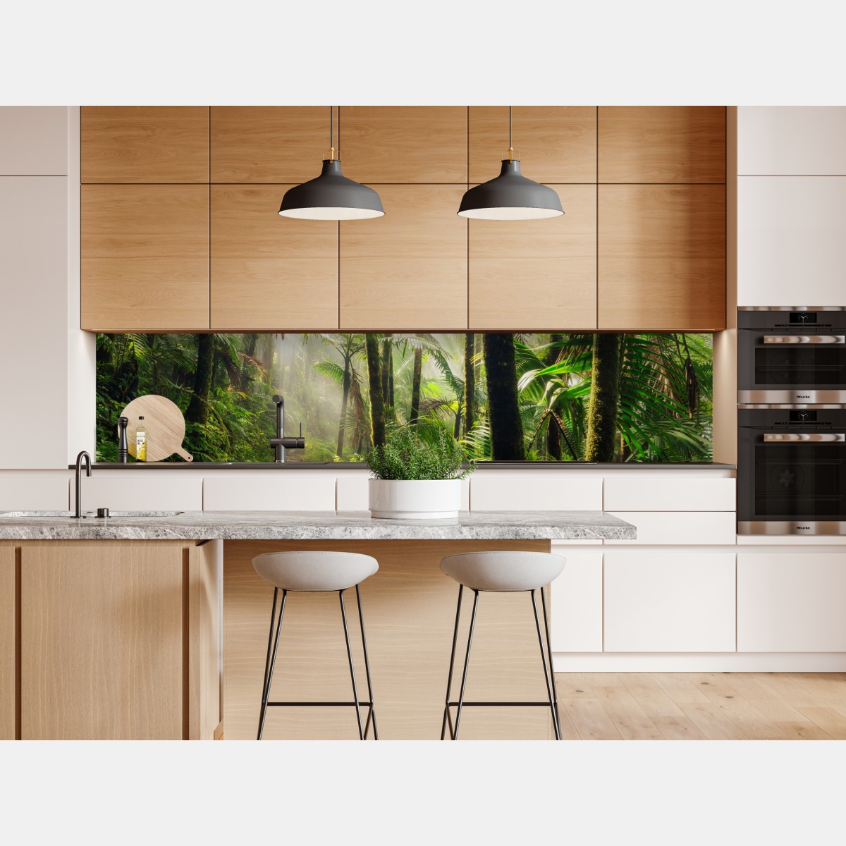 Naklejka repozycjonowalna tropikalny las deszczowy z promieniami słońca – Wallissimo® Naklejka repozycjonowalna tropikalny las deszczowy z promieniami słońca – Wallissimo®