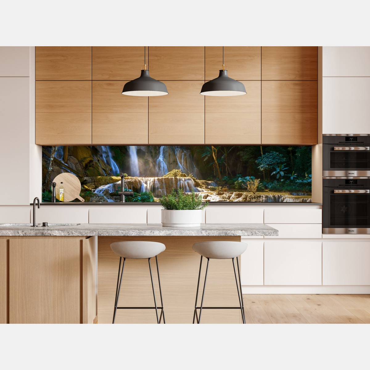 Naklejka repozycjonowalna turkusowy wodospad w bujnym lesie – Wallissimo® Naklejka repozycjonowalna turkusowy wodospad w bujnym lesie – Wallissimo®