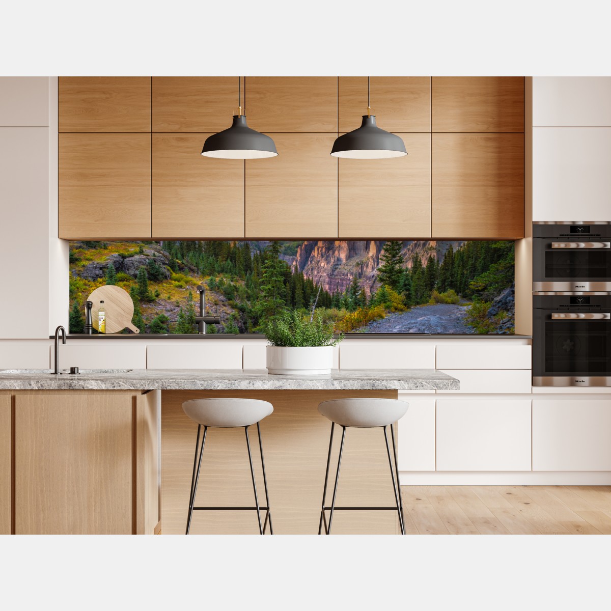 Naklejka repozycjonowalna alpejski szlak o zachodzie słońca – Wallissimo® Naklejka repozycjonowalna alpejski szlak o zachodzie słońca – Wallissimo®