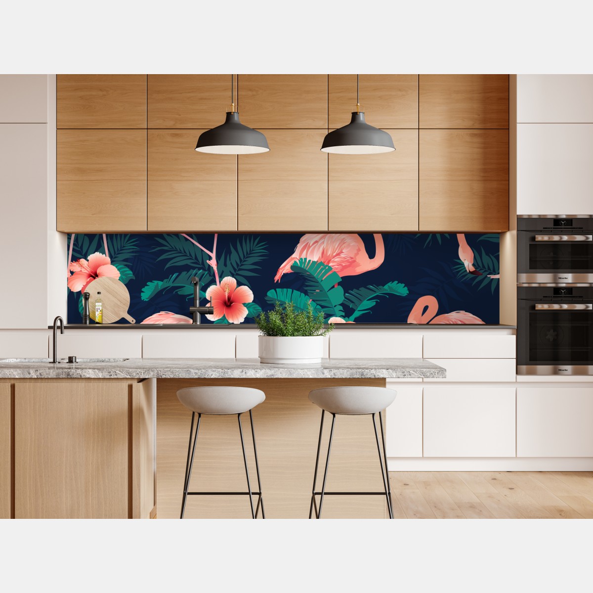 Naklejka repozycjonowalna tropikalny różowy wzór z flamingami – Wallissimo® Naklejka repozycjonowalna tropikalny różowy wzór z flamingami – Wallissimo®