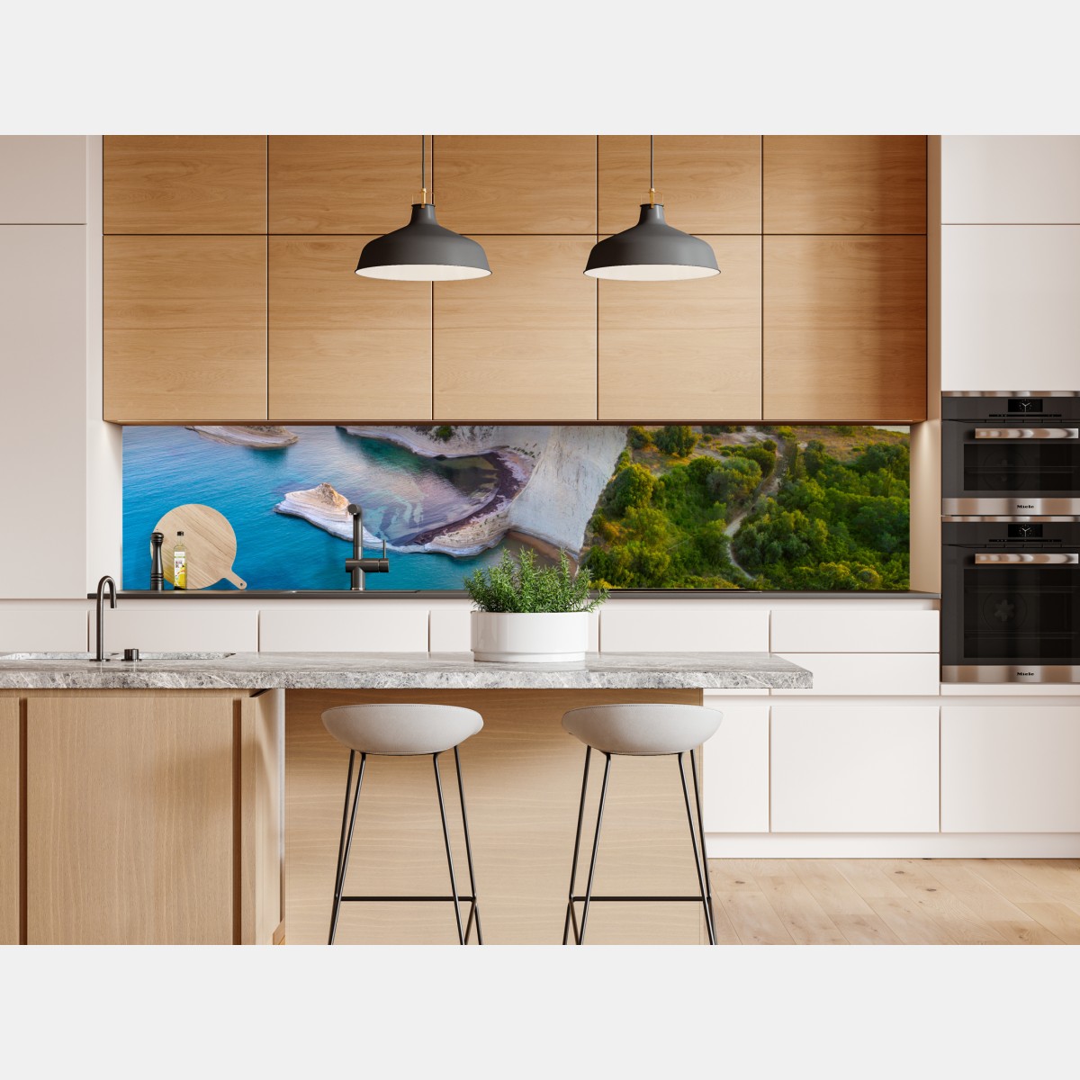 Naklejka repozycjonowalna powietrzny widok klifów i turkusowego morza – Wallissimo® Naklejka repozycjonowalna powietrzny widok klifów i turkusowego morza – Wallissimo®