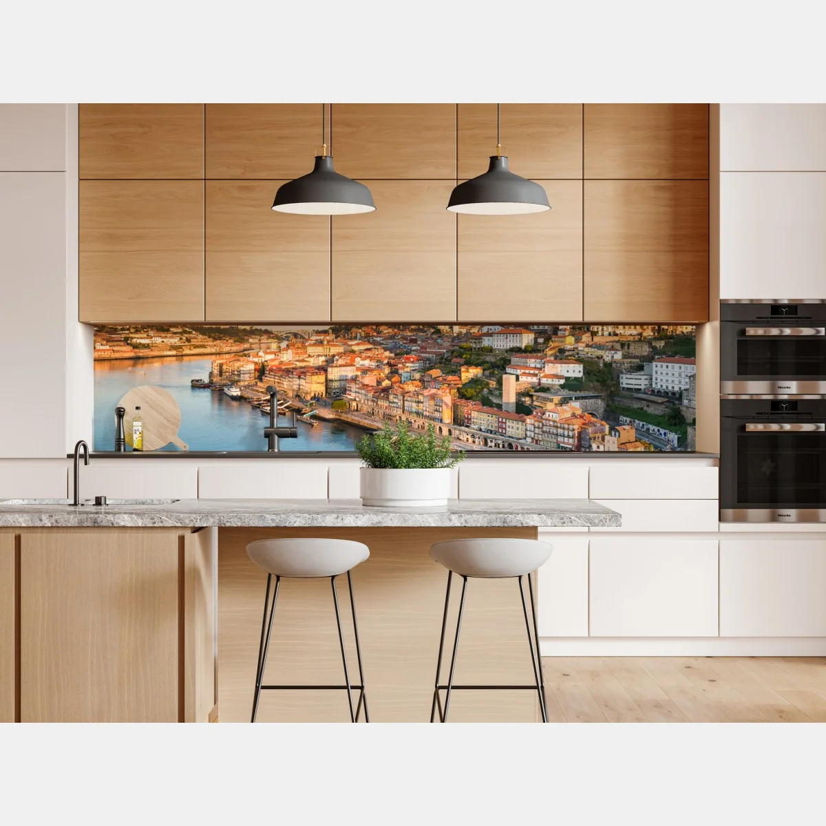 Naklejka repozycjonowalna słoneczna panorama nabrzeża Porto o zachodzie słońca – Wallissimo® Naklejka repozycjonowalna słoneczna panorama nabrzeża Porto o zachodzie słońca – Wallissimo®