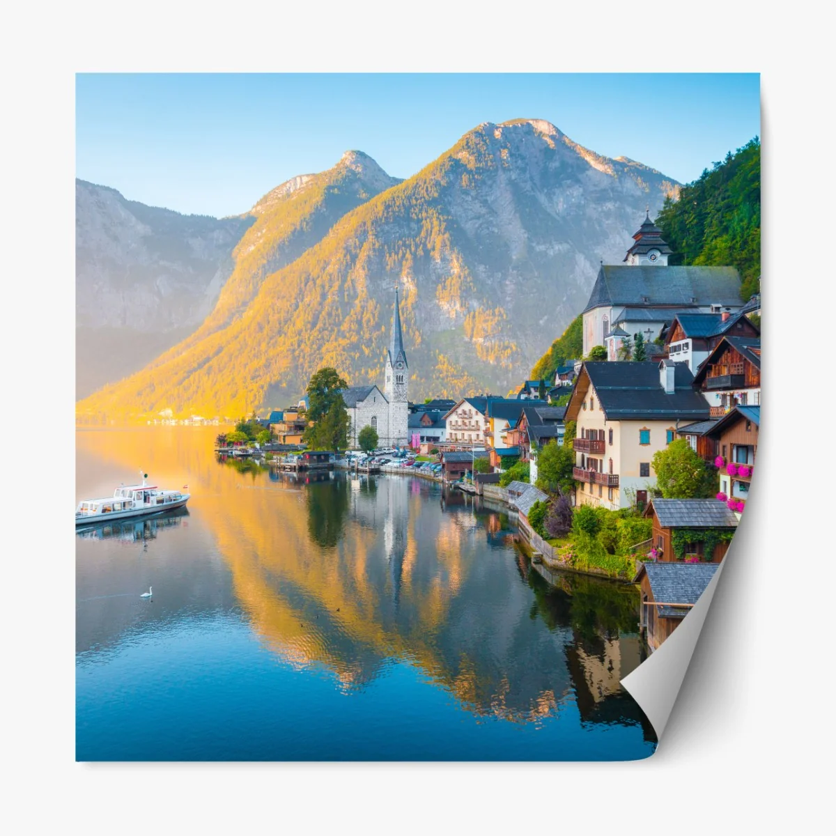 Naklejka repozycjonowalna poranny blask Hallstatt nad jeziorem – Wallissimo® Naklejka repozycjonowalna poranny blask Hallstatt nad jeziorem – Wallissimo®