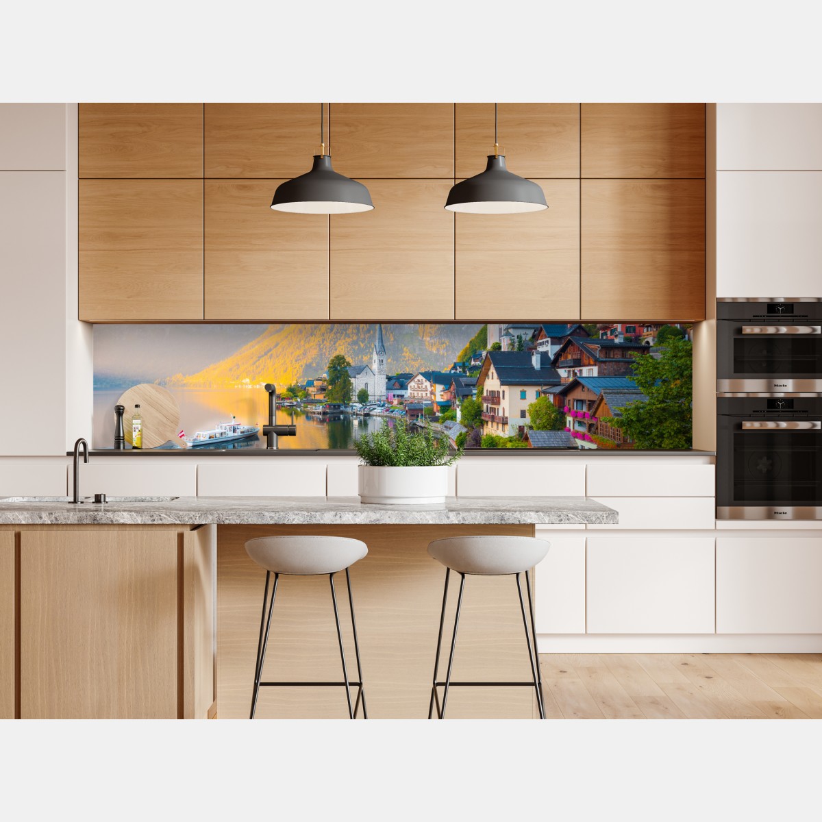 Naklejka repozycjonowalna poranny blask Hallstatt nad jeziorem – Wallissimo® Naklejka repozycjonowalna poranny blask Hallstatt nad jeziorem – Wallissimo®