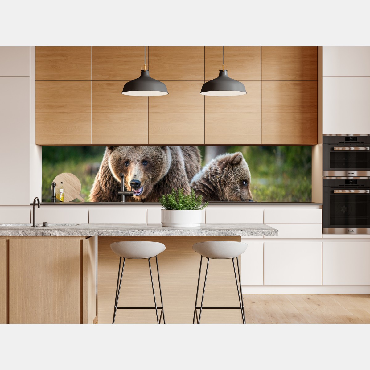 Naklejka repozycjonowalna niedźwiedź brunatny z młodym w lesie – Wallissimo® Naklejka repozycjonowalna niedźwiedź brunatny z młodym w lesie – Wallissimo®