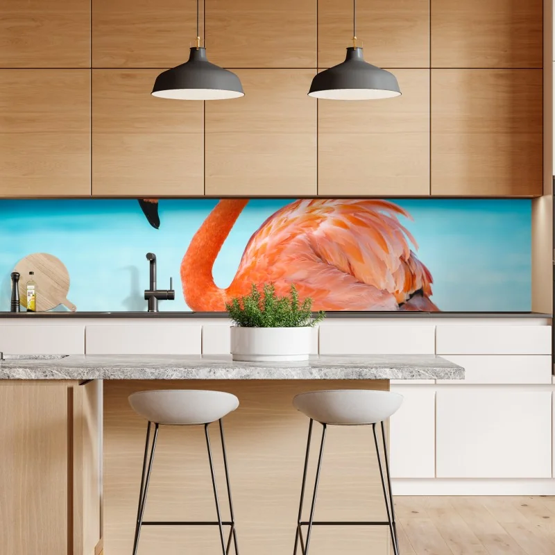 Naklejka repozycjonowalna intensywna różowa fasada z niebieskimi drzwiami – Wallissimo®