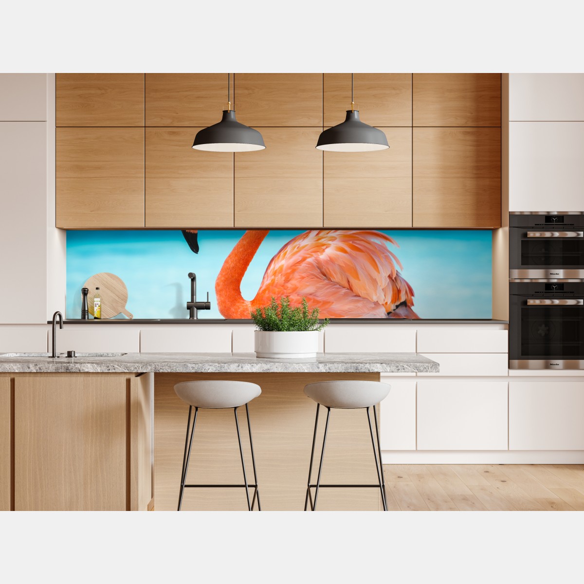 Naklejka repozycjonowalna żywy różowy flaming na turkusowej plaży – Wallissimo® Naklejka repozycjonowalna żywy różowy flaming na turkusowej plaży – Wallissimo®