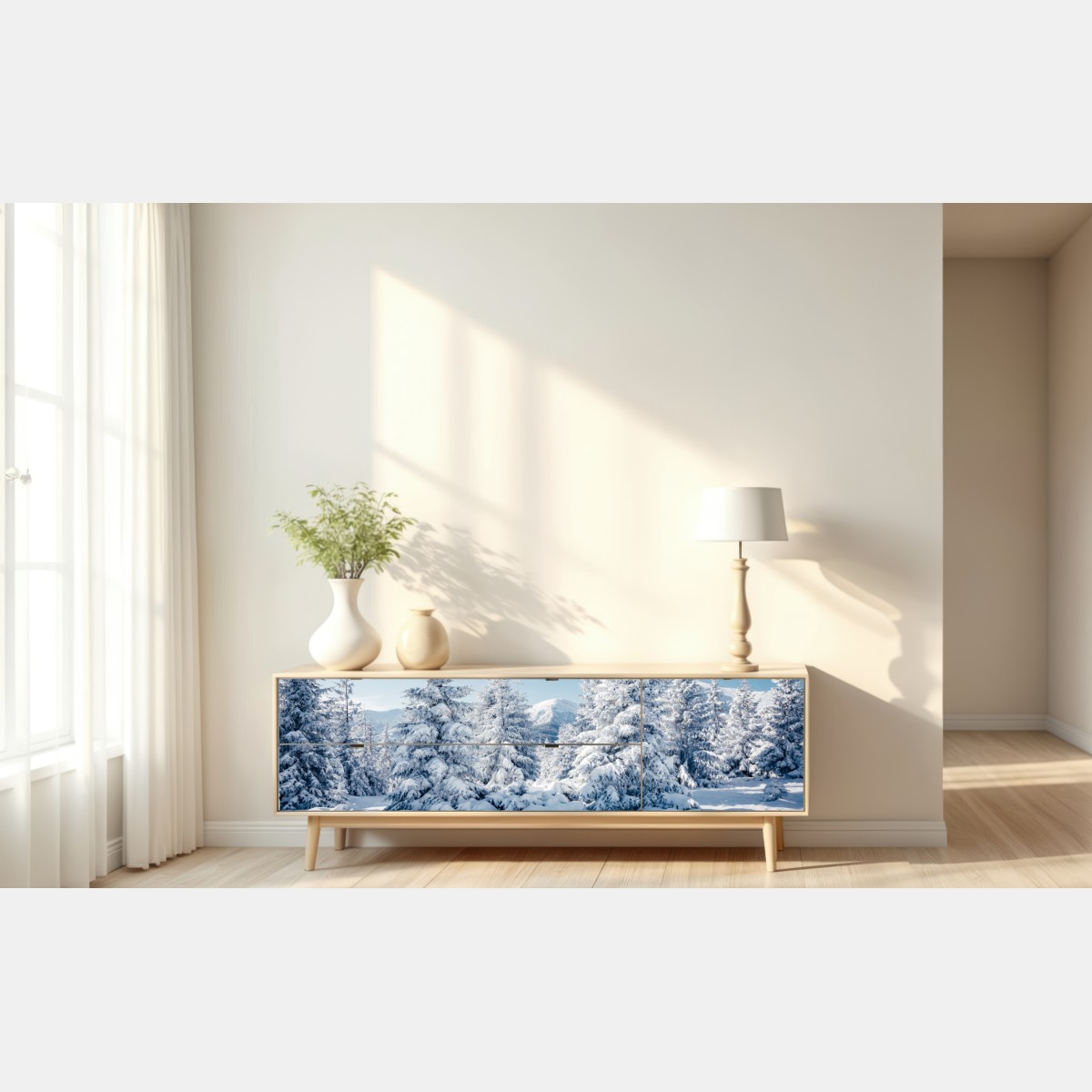 Naklejka repozycjonowalna zimowy spokój w Karpatach – Wallissimo® Naklejka repozycjonowalna zimowy spokój w Karpatach – Wallissimo®