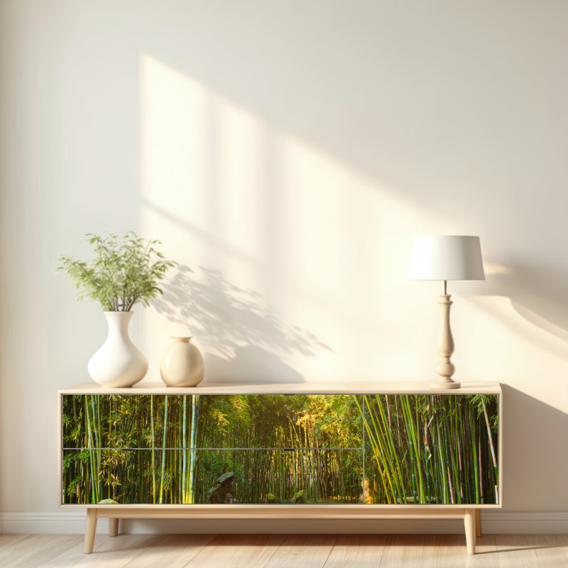 Naklejka repozycjonowalna spokojna ścieżka w bambusowym lesie – Wallissimo® Naklejka repozycjonowalna spokojna ścieżka w bambusowym lesie – Wallissimo®