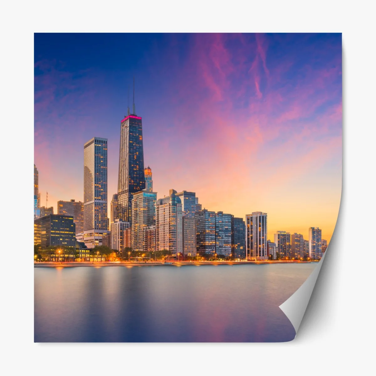 Naklejka repozycjonowalna panorama Chicago o zmierzchu – Wallissimo® Naklejka repozycjonowalna panorama Chicago o zmierzchu – Wallissimo®