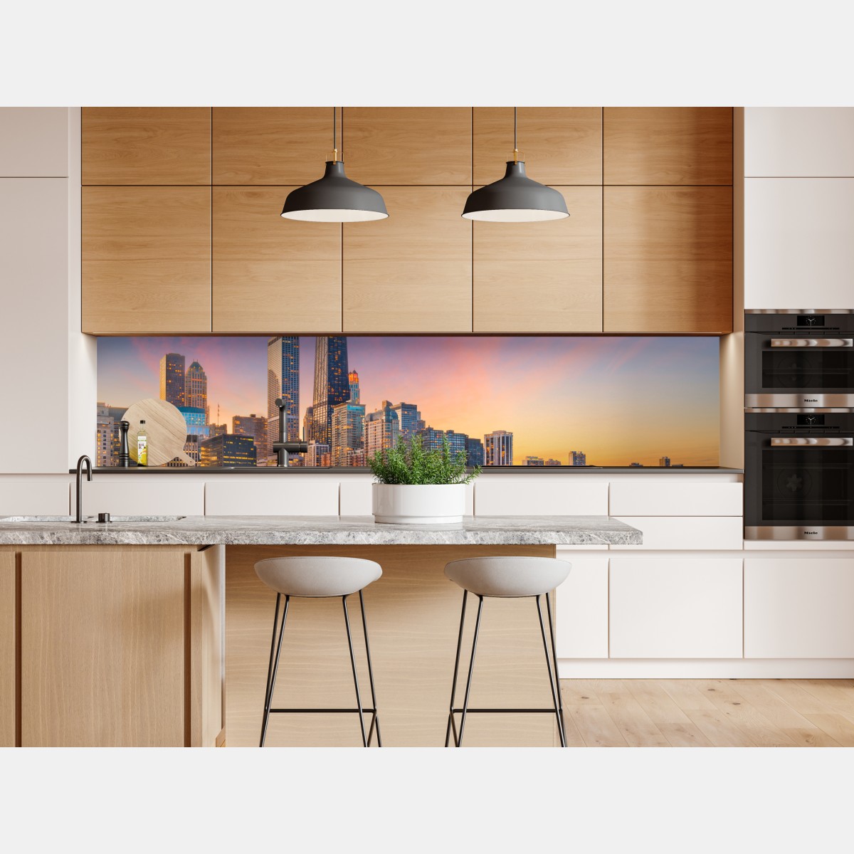 Naklejka repozycjonowalna panorama Chicago o zmierzchu – Wallissimo® Naklejka repozycjonowalna panorama Chicago o zmierzchu – Wallissimo®