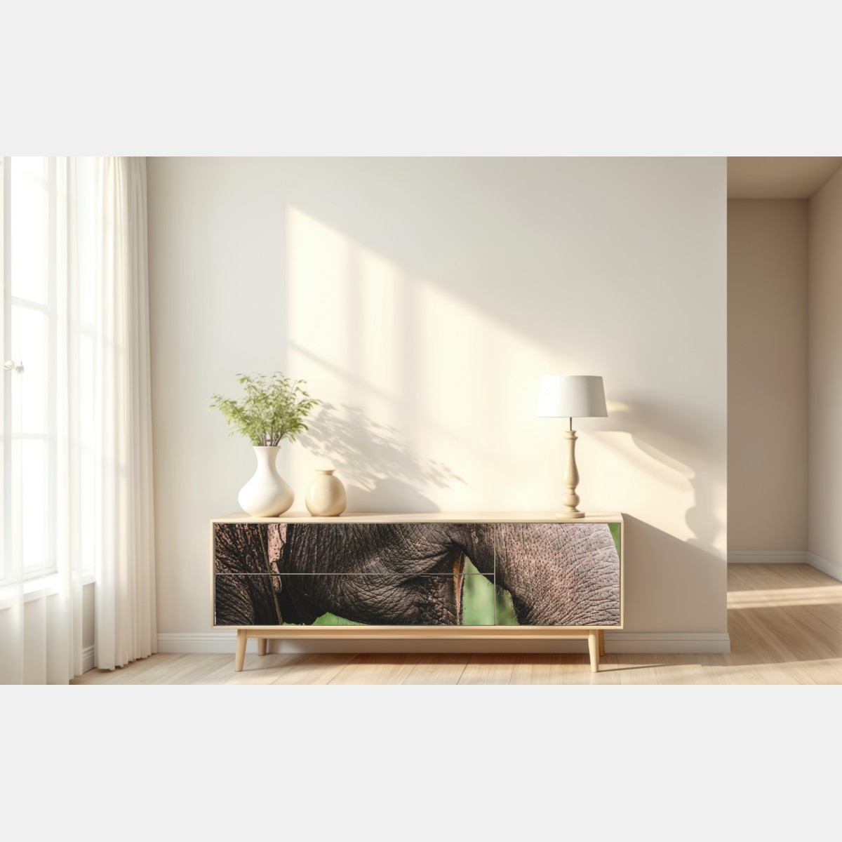 Naklejka repozycjonowalna zbliżenie na słonia azjatyckiego – Wallissimo® Naklejka repozycjonowalna zbliżenie na słonia azjatyckiego – Wallissimo®