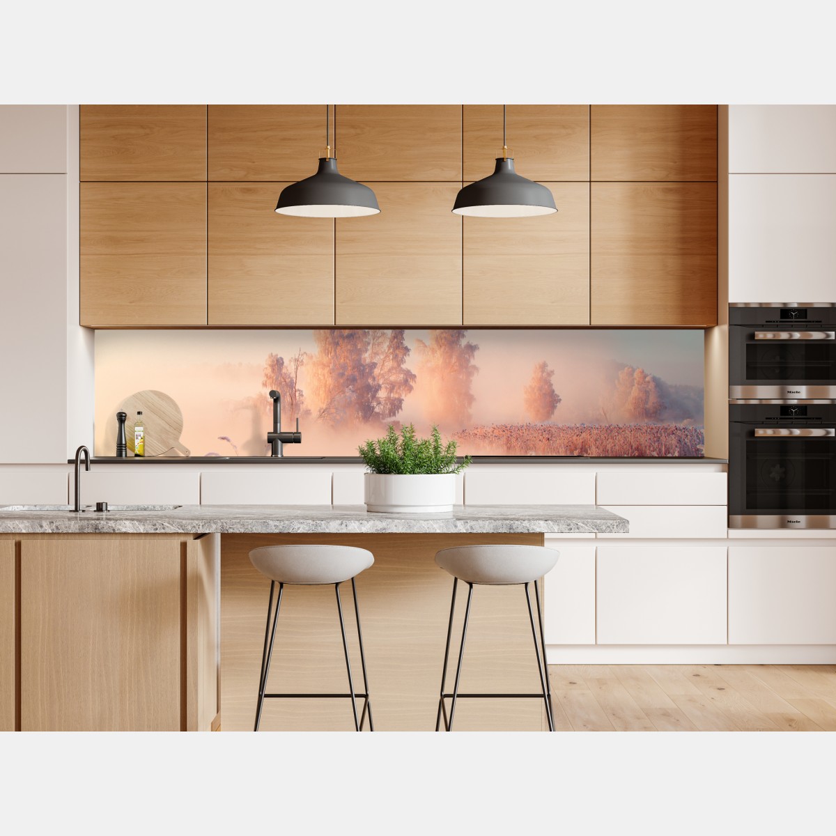 Naklejka repozycjonowalna zimowy wschód słońca nad oszronioną łąką – Wallissimo® Naklejka repozycjonowalna zimowy wschód słońca nad oszronioną łąką – Wallissimo®