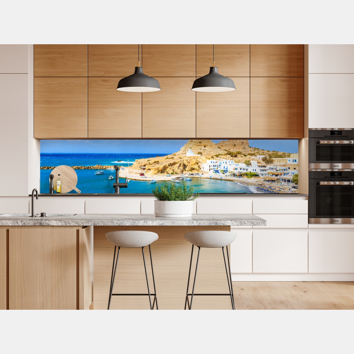 Naklejka repozycjonowalna słoneczny port Finiki na wybrzeżu Karpathos – Wallissimo® Naklejka repozycjonowalna słoneczny port Finiki na wybrzeżu Karpathos – Wallissimo®