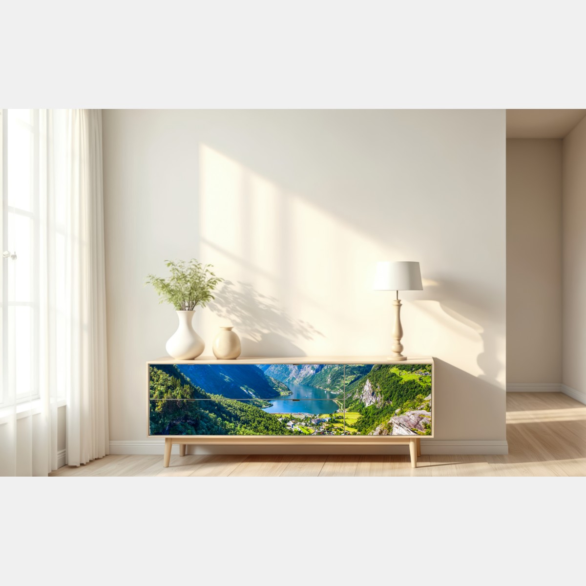 Naklejka repozycjonowalna Geirangerfjord panorama górska – Wallissimo® Naklejka repozycjonowalna Geirangerfjord panorama górska – Wallissimo®