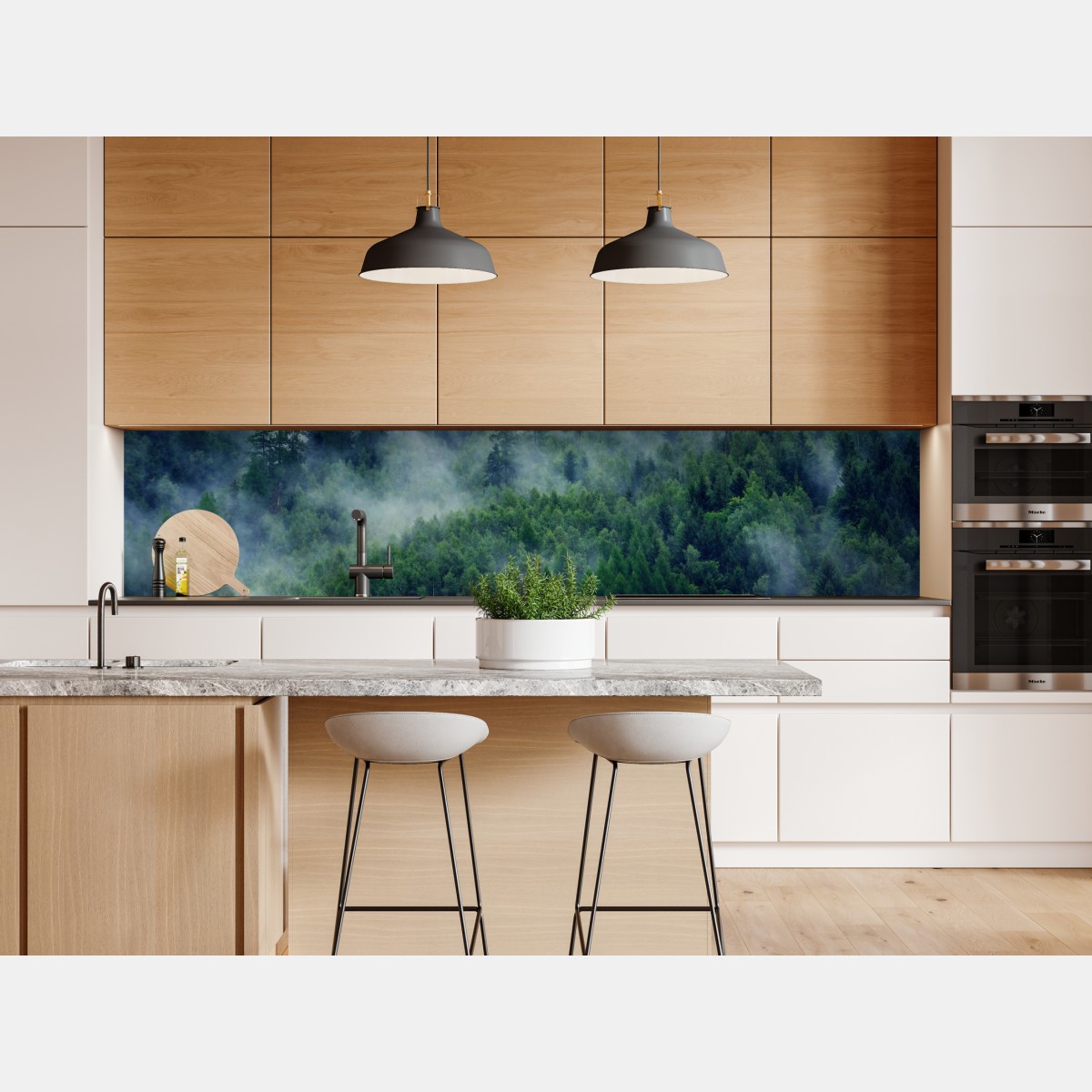 Naklejka repozycjonowalna mglisty zielony las – Wallissimo® Naklejka repozycjonowalna mglisty zielony las – Wallissimo®