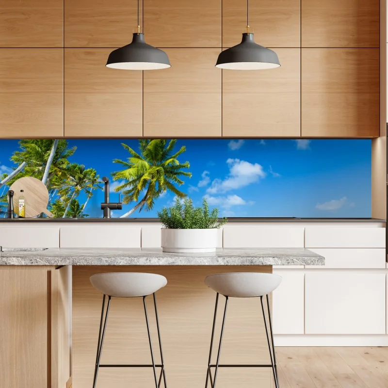 Naklejka repozycjonowalna słoneczna Santorini nadmorska wioska – Wallissimo®