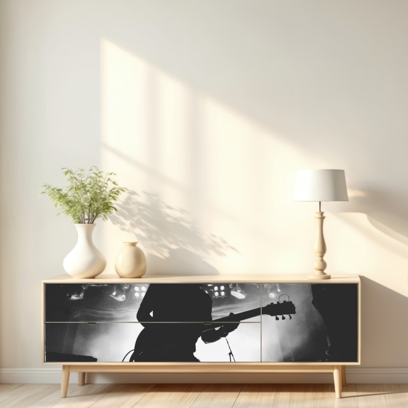 Naklejka repozycjonowalna silweta gitarzysty na koncercie – Wallissimo® Naklejka repozycjonowalna silweta gitarzysty na koncercie – Wallissimo®