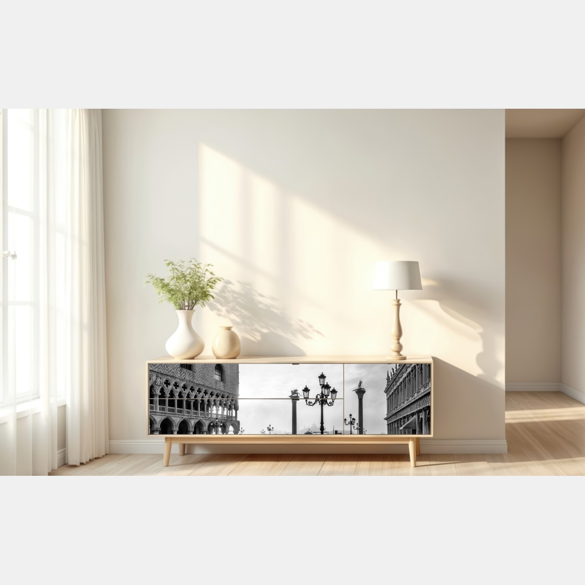 Naklejka repozycjonowalna Wenecja plac w porannej mgle – Wallissimo® Naklejka repozycjonowalna Wenecja plac w porannej mgle – Wallissimo®