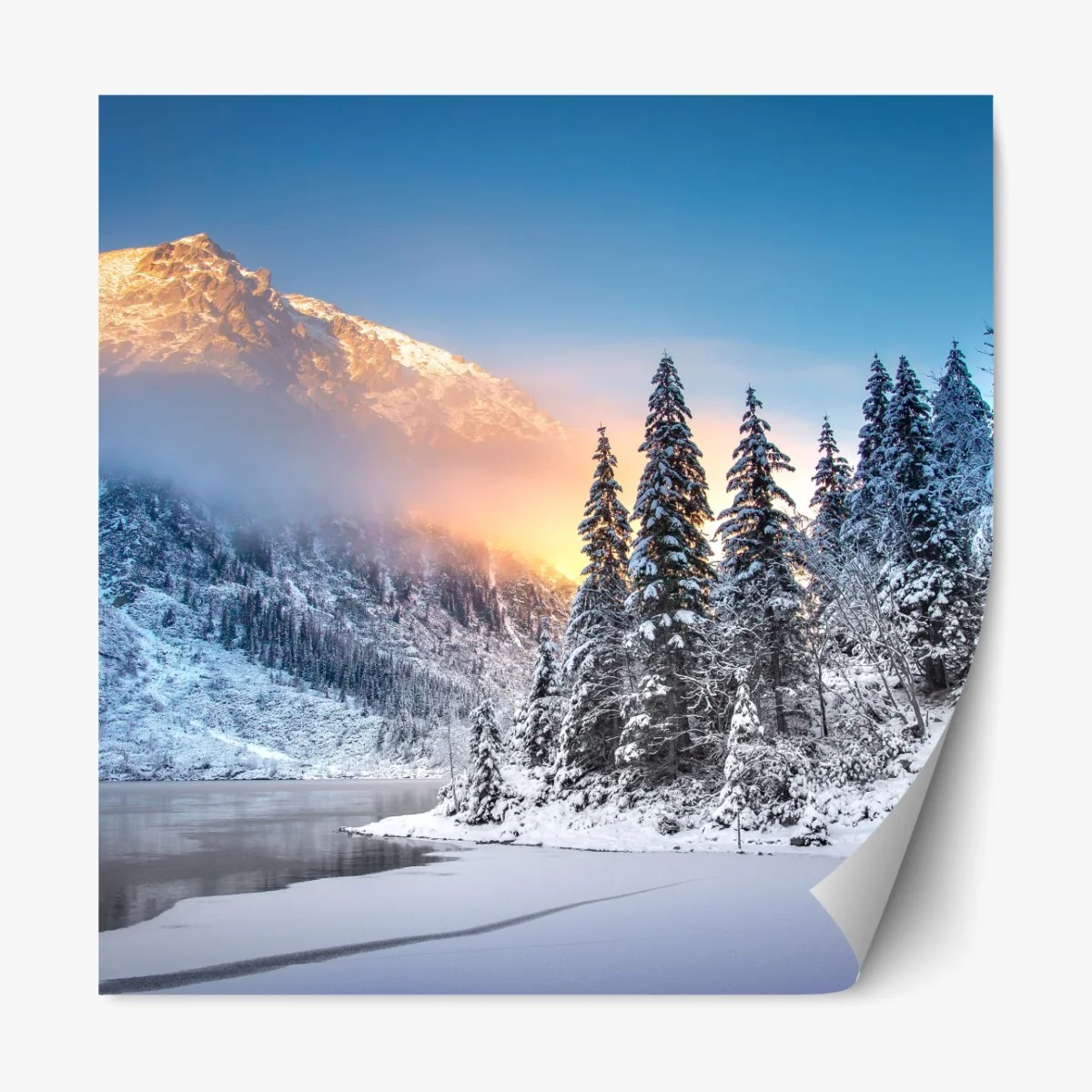 Naklejka repozycjonowalna zimowy wschód słońca nad Morskim Okiem – Wallissimo® Naklejka repozycjonowalna zimowy wschód słońca nad Morskim Okiem – Wallissimo®