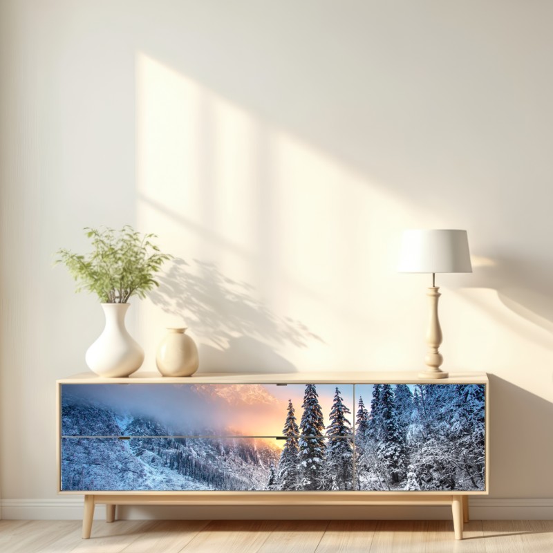 Naklejka repozycjonowalna zimowy wschód słońca nad Morskim Okiem – Wallissimo® Naklejka repozycjonowalna zimowy wschód słońca nad Morskim Okiem – Wallissimo®