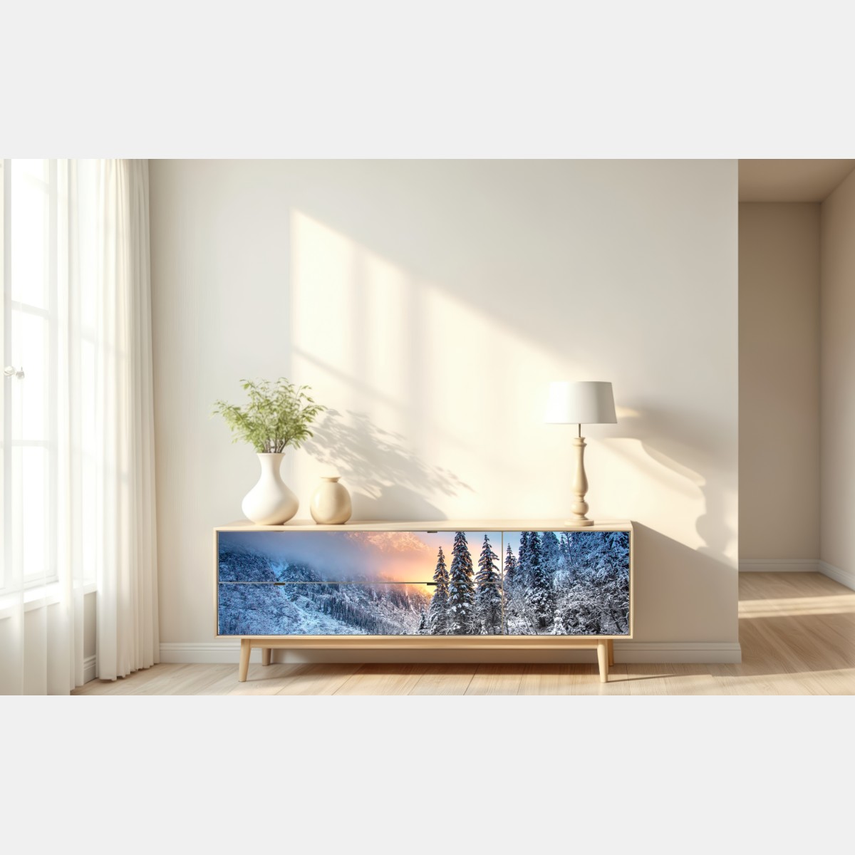 Naklejka repozycjonowalna zimowy wschód słońca nad Morskim Okiem – Wallissimo® Naklejka repozycjonowalna zimowy wschód słońca nad Morskim Okiem – Wallissimo®