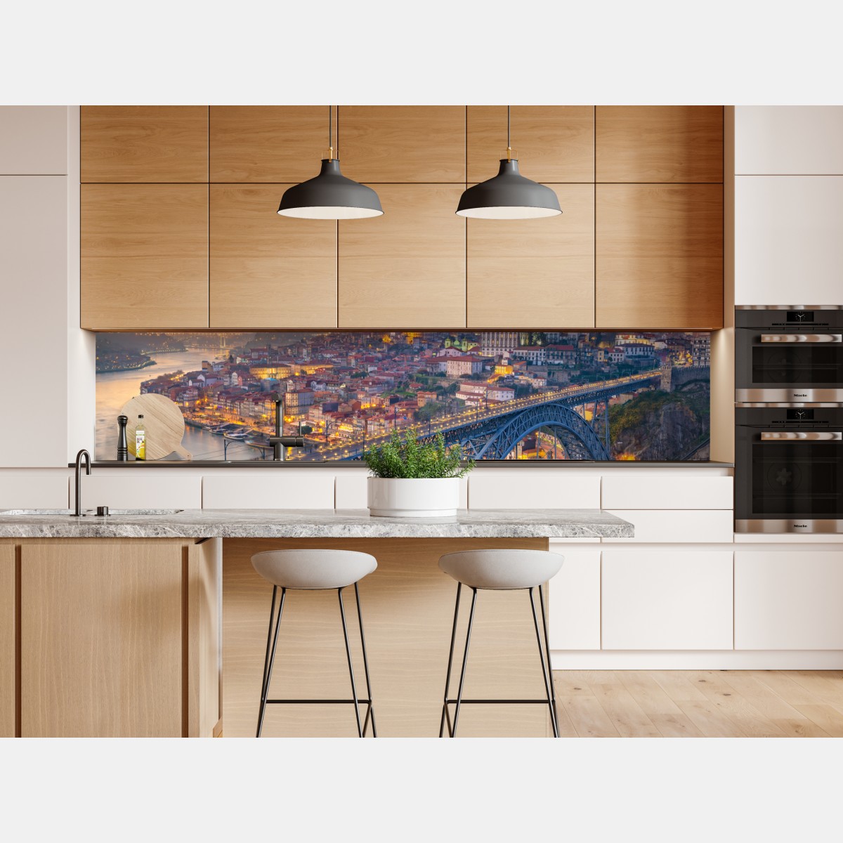 Naklejka repozycjonowalna panorama Porto o zmierzchu z mostem Dom Luís I – Wallissimo® Naklejka repozycjonowalna panorama Porto o zmierzchu z mostem Dom Luís I – Wallissimo®