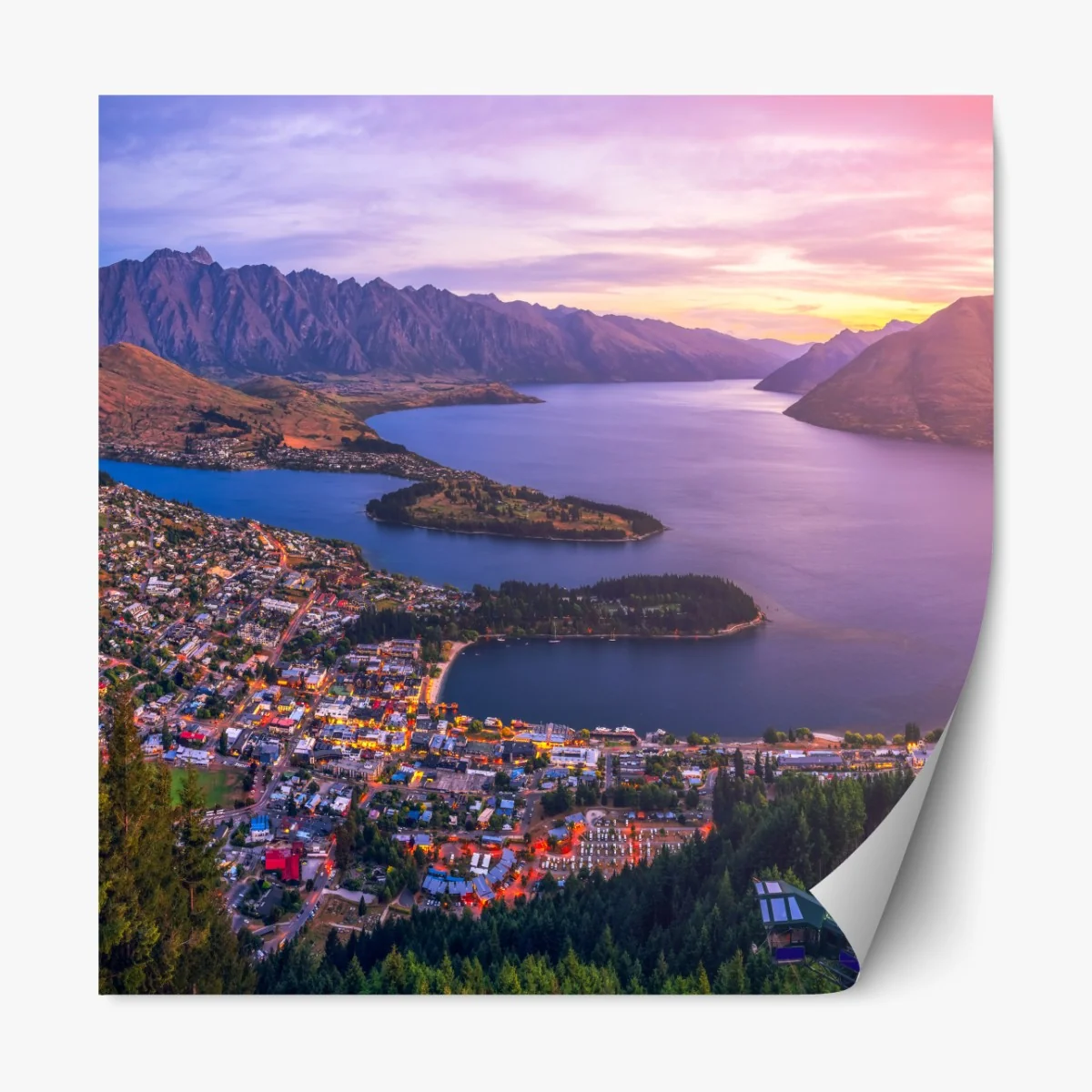 Naklejka repozycjonowalna Queenstown panorama zmierzchu – Wallissimo® Naklejka repozycjonowalna Queenstown panorama zmierzchu – Wallissimo®