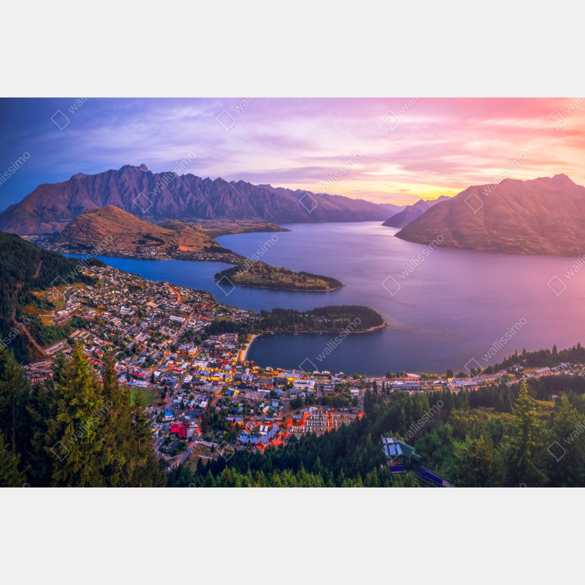 Naklejka repozycjonowalna Queenstown panorama zmierzchu – Wallissimo® Naklejka repozycjonowalna Queenstown panorama zmierzchu – Wallissimo®